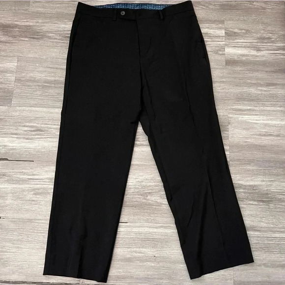 Lauren Ralph Lauren Black Label Dress‎ Pants Mens 33 Black Flat Front Wool - Picture 1 of 6
